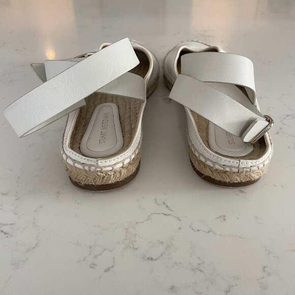 Stuart Weitzman Slip On w Ankle Buckle Closure Leather Sandals Off White Sz 8.5 - Picture 5 of 11